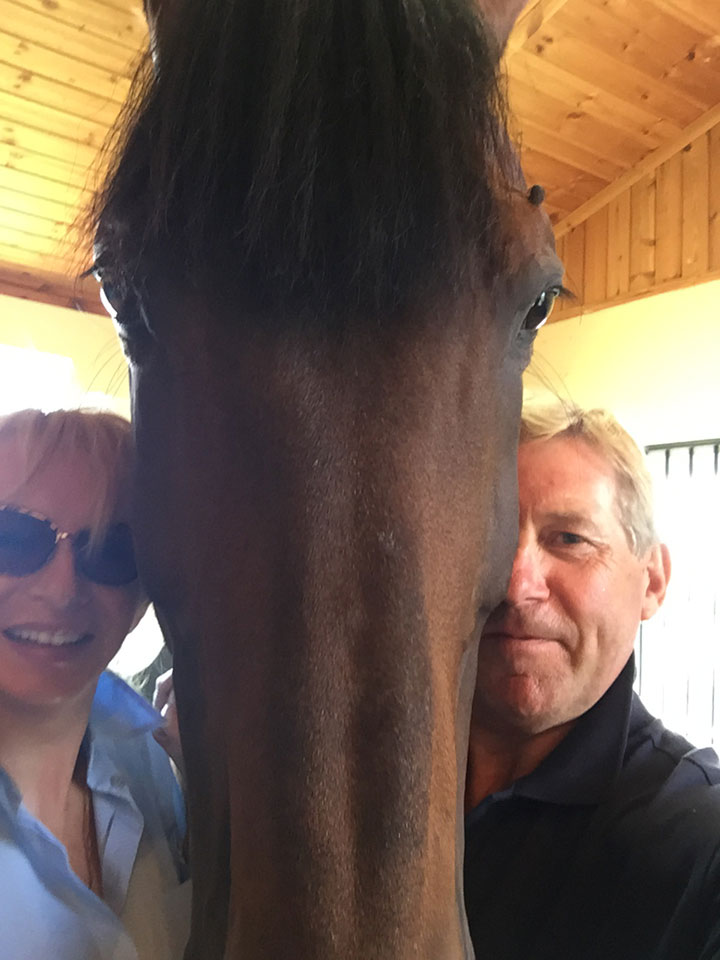 Judy with two-time Olympic gold medalist Nick Skelton and Big Star